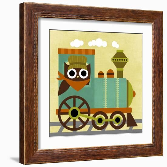 Owl Train Conductor-Nancy Lee-Framed Art Print