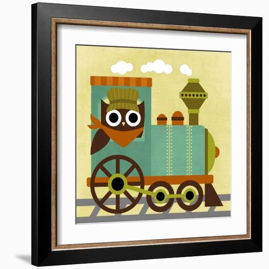 Owl Train Conductor-Nancy Lee-Framed Art Print