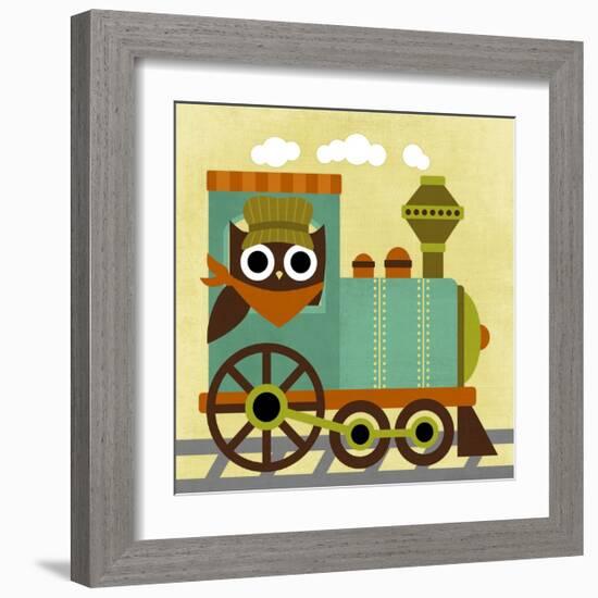 Owl Train Conductor-Nancy Lee-Framed Art Print