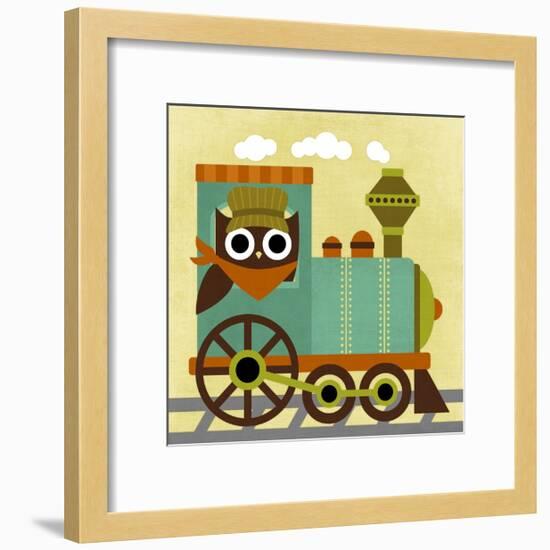 Owl Train Conductor-Nancy Lee-Framed Art Print