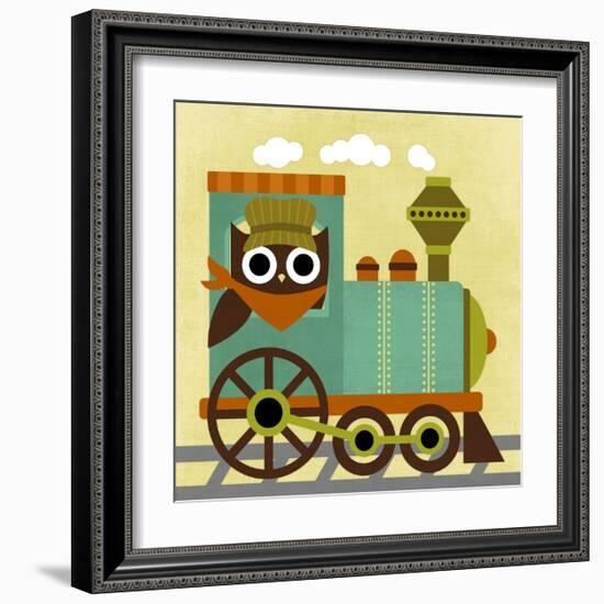 Owl Train Conductor-Nancy Lee-Framed Art Print