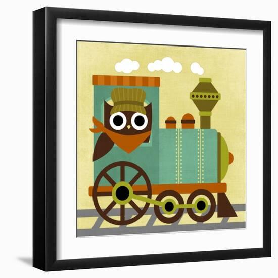 Owl Train Conductor-Nancy Lee-Framed Art Print