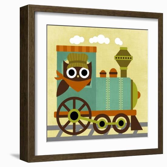 Owl Train Conductor-Nancy Lee-Framed Art Print