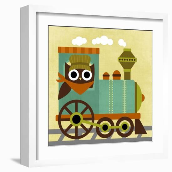 Owl Train Conductor-Nancy Lee-Framed Art Print