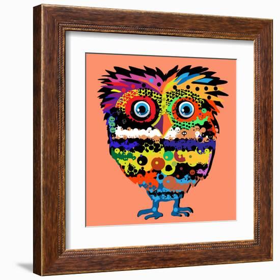 Owl, Vector Illustration, Illustration for T-Shirt, Illustration for Children (A Series of Popular-De Visu-Framed Art Print