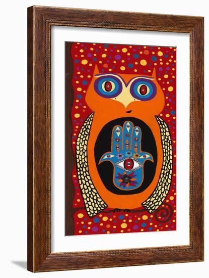 Owl with Evil Eye Hamsa-Kerri Ambrosino-Framed Giclee Print