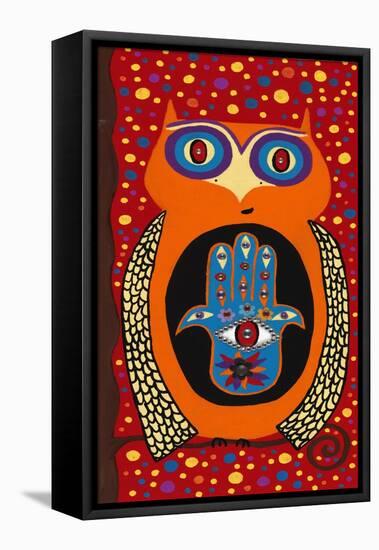 Owl with Evil Eye Hamsa-Kerri Ambrosino-Framed Premier Image Canvas