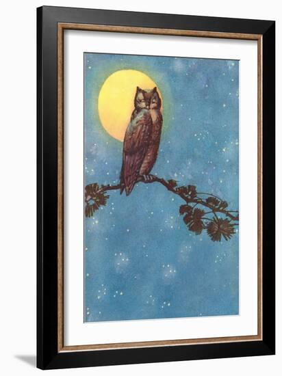 Owl with Full Moon-null-Framed Art Print