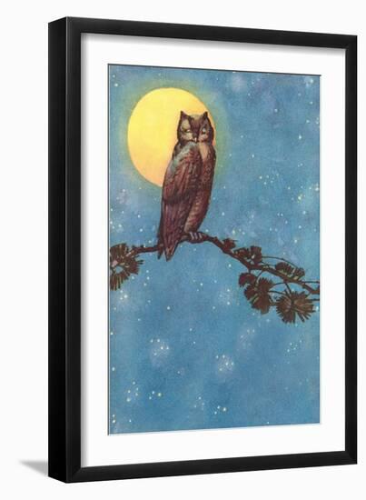 Owl with Full Moon-null-Framed Art Print