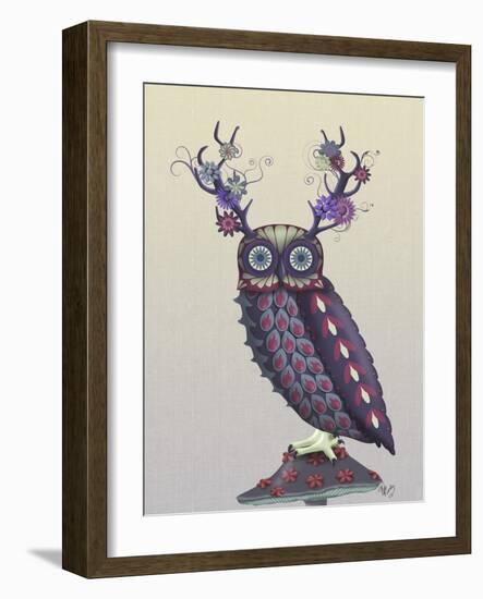 Owl with Psychedelic Antlers-Fab Funky-Framed Art Print