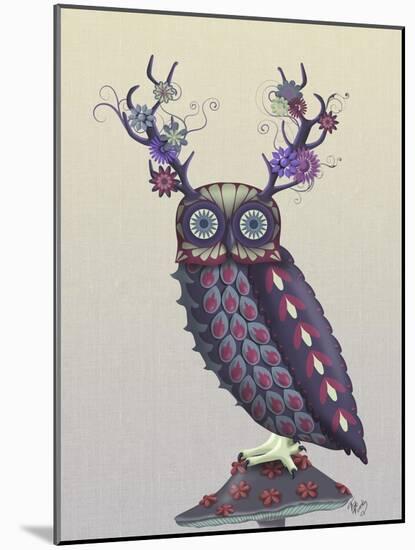 Owl with Psychedelic Antlers-Fab Funky-Mounted Art Print