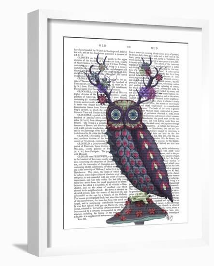 Owl with Psychedelic Antlers-Fab Funky-Framed Art Print