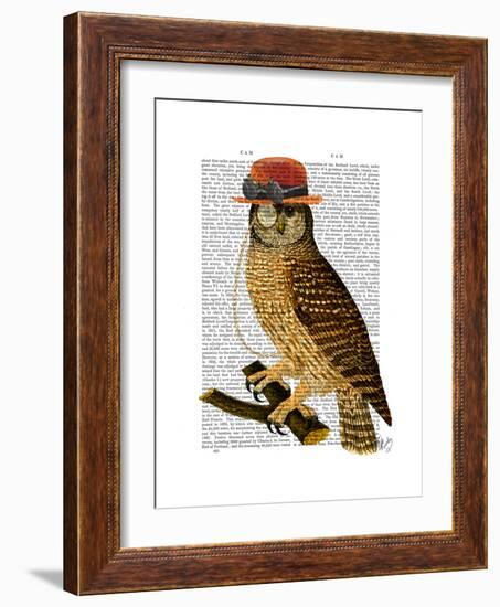 Owl with Steampunk Style Bowler Hat-Fab Funky-Framed Art Print