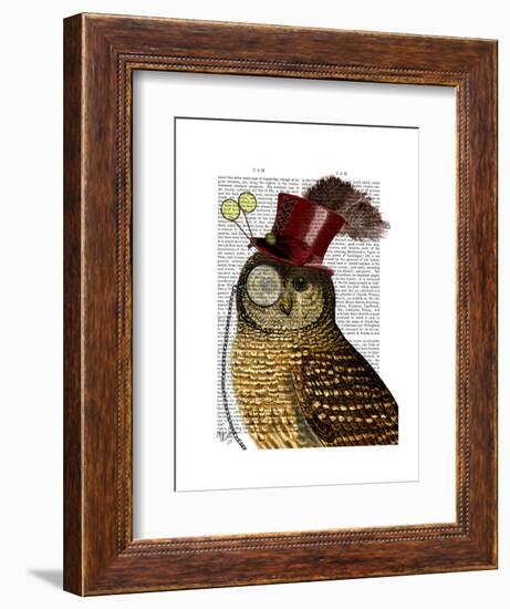 Owl with Top Hat-Fab Funky-Framed Art Print