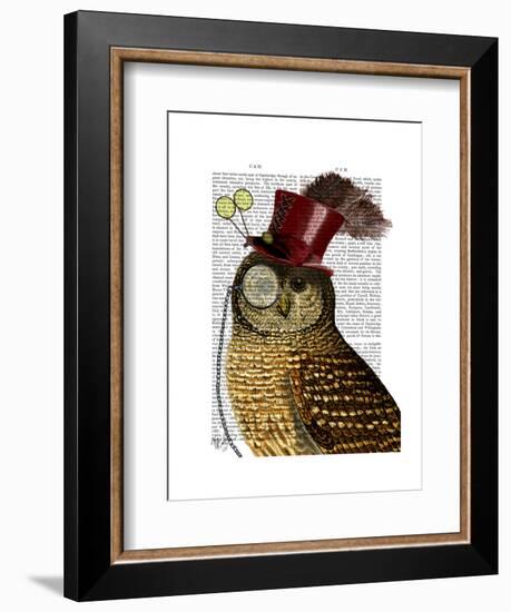 Owl with Top Hat-Fab Funky-Framed Art Print