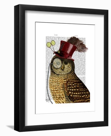 Owl with Top Hat-Fab Funky-Framed Art Print