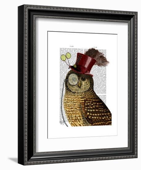 Owl with Top Hat-Fab Funky-Framed Art Print