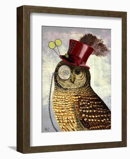 Owl with Top Hat-Fab Funky-Framed Premium Giclee Print