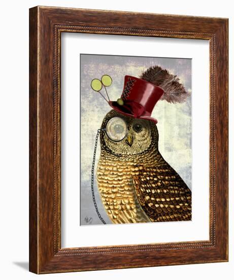 Owl with Top Hat-Fab Funky-Framed Premium Giclee Print