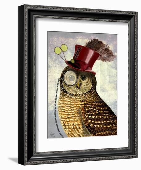 Owl with Top Hat-Fab Funky-Framed Premium Giclee Print