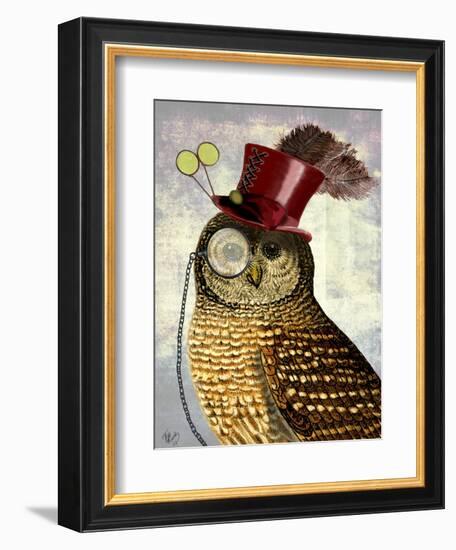 Owl with Top Hat-Fab Funky-Framed Premium Giclee Print