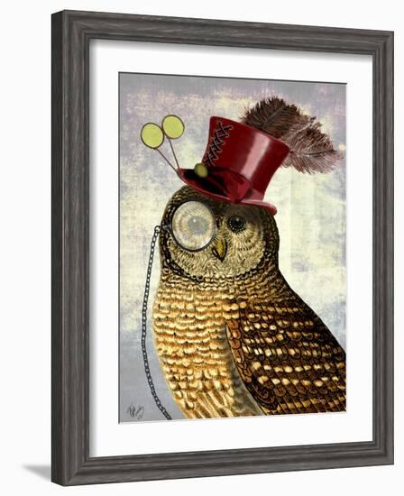 Owl with Top Hat-Fab Funky-Framed Art Print