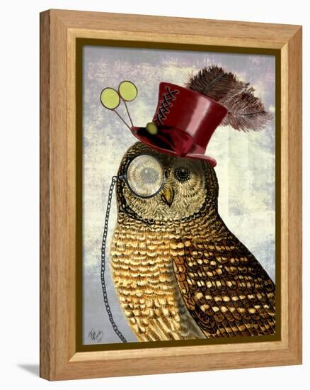 Owl with Top Hat-Fab Funky-Framed Stretched Canvas