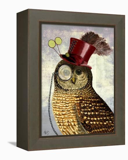 Owl with Top Hat-Fab Funky-Framed Stretched Canvas