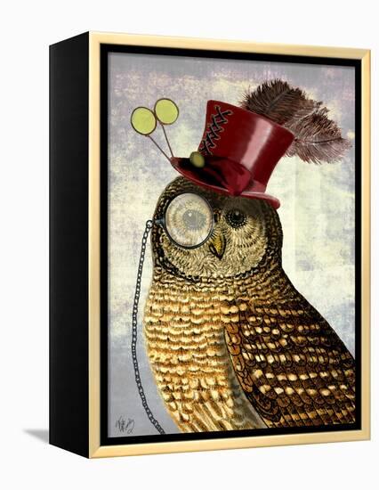 Owl with Top Hat-Fab Funky-Framed Stretched Canvas