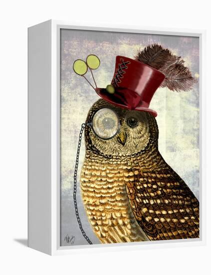 Owl with Top Hat-Fab Funky-Framed Stretched Canvas