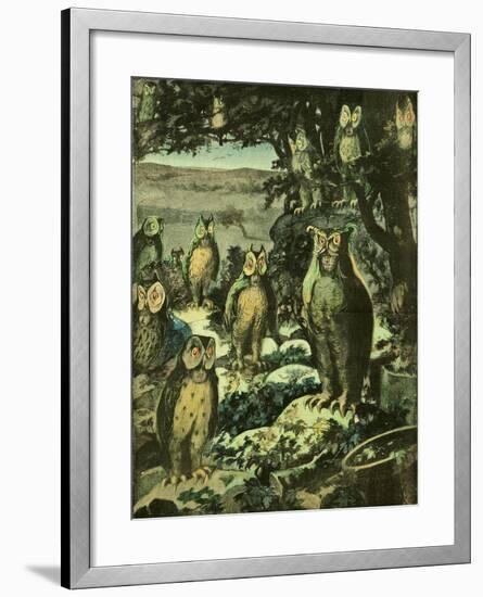 Owls in the Night, Illustration from 'Chantecler'-null-Framed Giclee Print