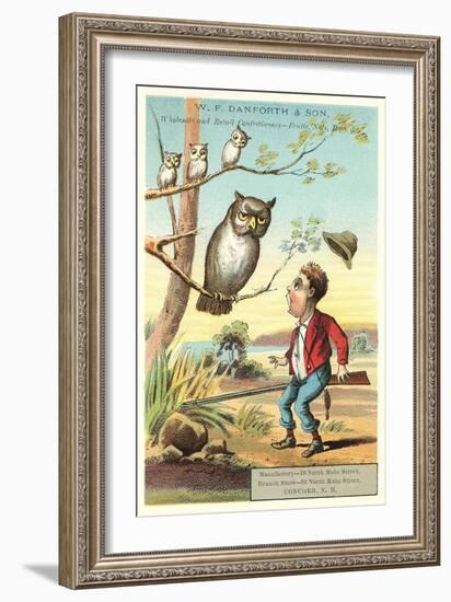 Owls, Shocked Hunter-null-Framed Art Print