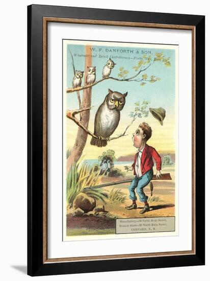 Owls, Shocked Hunter-null-Framed Art Print