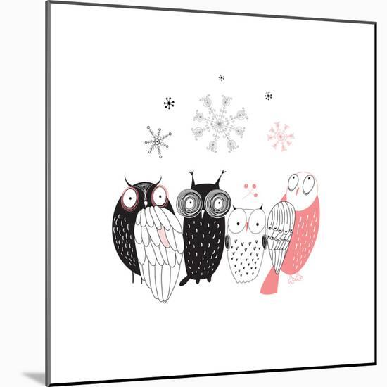 Owls-null-Mounted Art Print