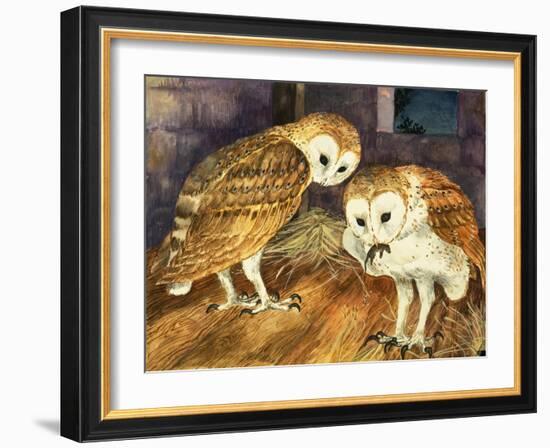 Owls-English School-Framed Giclee Print