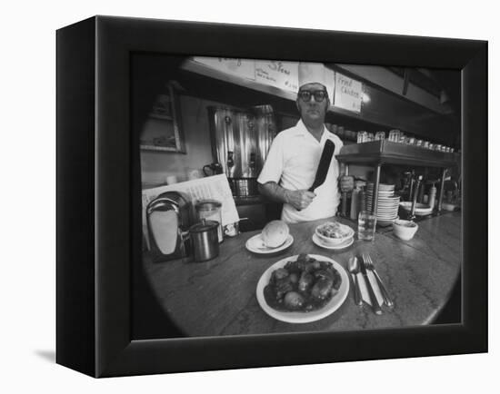 Owner-Chef Lowell Knapp, the Owner of the S&C Diner, Posing for the Camera-Yale Joel-Framed Premier Image Canvas