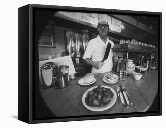 Owner-Chef Lowell Knapp, the Owner of the S&C Diner, Posing for the Camera-Yale Joel-Framed Premier Image Canvas