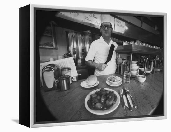 Owner-Chef Lowell Knapp, the Owner of the S&C Diner, Posing for the Camera-Yale Joel-Framed Premier Image Canvas