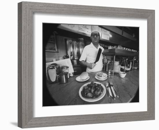 Owner-Chef Lowell Knapp, the Owner of the S&C Diner, Posing for the Camera-Yale Joel-Framed Photographic Print