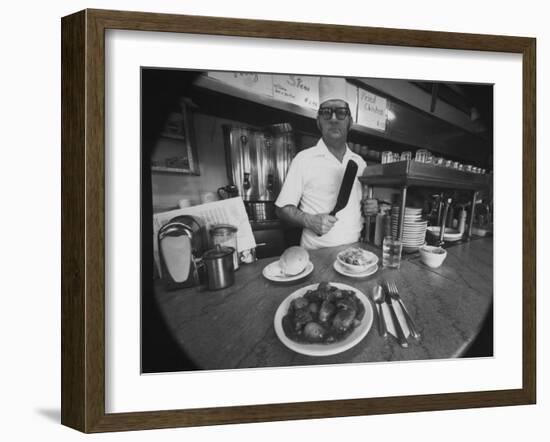 Owner-Chef Lowell Knapp, the Owner of the S&C Diner, Posing for the Camera-Yale Joel-Framed Photographic Print