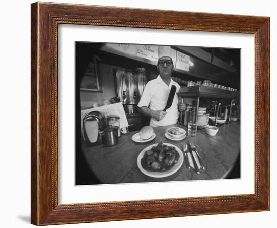 Owner-Chef Lowell Knapp, the Owner of the S&C Diner, Posing for the Camera-Yale Joel-Framed Photographic Print