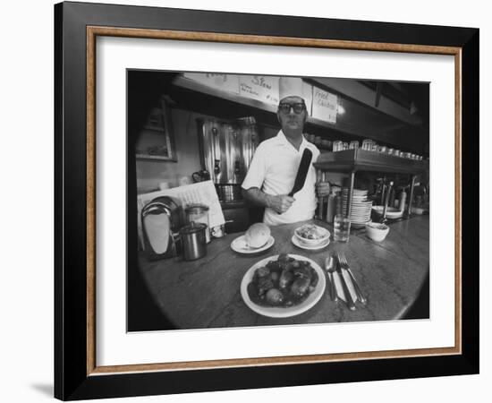 Owner-Chef Lowell Knapp, the Owner of the S&C Diner, Posing for the Camera-Yale Joel-Framed Photographic Print