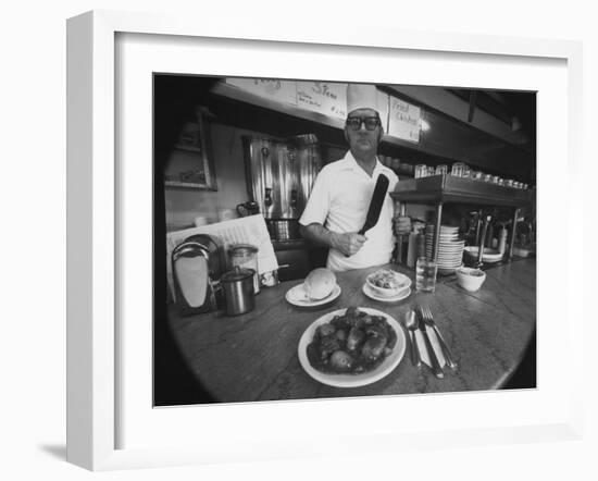 Owner-Chef Lowell Knapp, the Owner of the S&C Diner, Posing for the Camera-Yale Joel-Framed Photographic Print