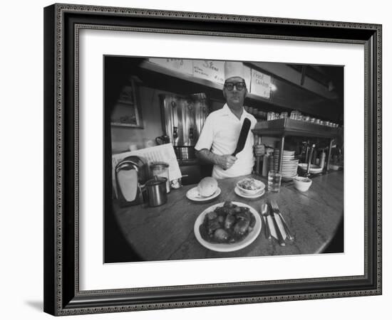 Owner-Chef Lowell Knapp, the Owner of the S&C Diner, Posing for the Camera-Yale Joel-Framed Photographic Print