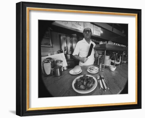 Owner-Chef Lowell Knapp, the Owner of the S&C Diner, Posing for the Camera-Yale Joel-Framed Photographic Print