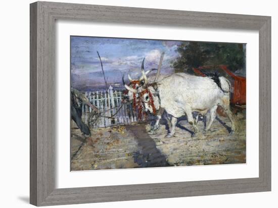 Ox Cart, 1885, by Giovanni Boldini (1842-1931), Oil on Panel, 17X25 Cm. Italy, 19th Century-Giovanni Boldini-Framed Giclee Print