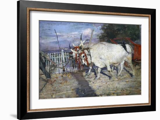 Ox Cart, 1885, by Giovanni Boldini (1842-1931), Oil on Panel, 17X25 Cm. Italy, 19th Century-Giovanni Boldini-Framed Giclee Print