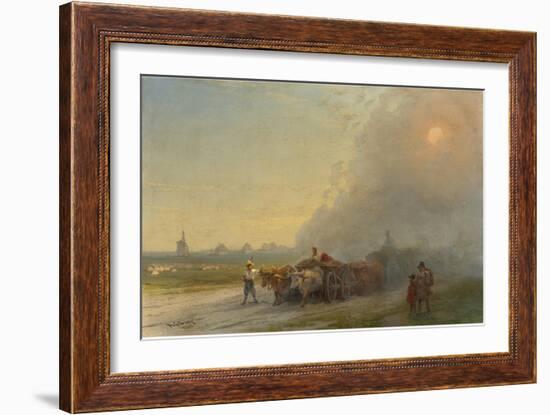 Ox-Carts in the Ukrainian Steppe-Ivan Konstantinovich Aivazovsky-Framed Giclee Print