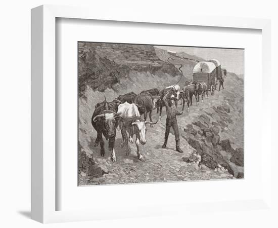 Ox Train in the Mountains. Frederic Remington.-Frederic Remington-Framed Giclee Print