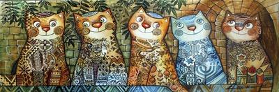 Judaica Folk Owl-Oxana Zaika-Giclee Print